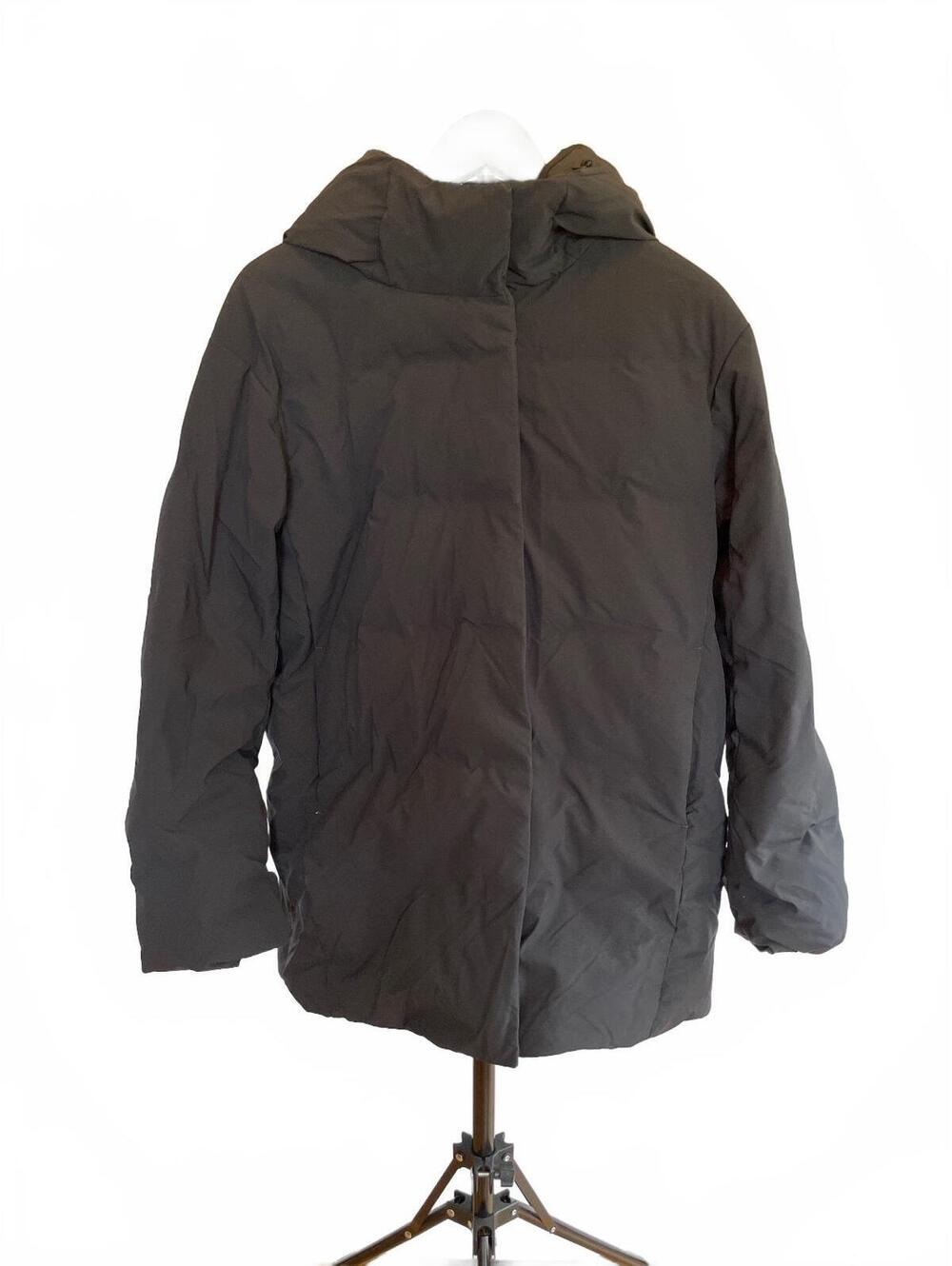 Uniqlo Seamless Down Short Coat Black Women's Large Windproof Hooded Parka